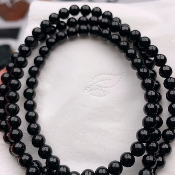 翡翠未镶嵌颈饰天然缅甸墨翠项链