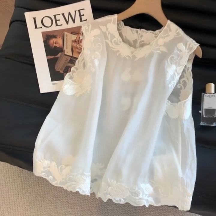 新中式重工刺绣圆领无袖背心女装夏季新款高级感时尚气质轻薄上衣