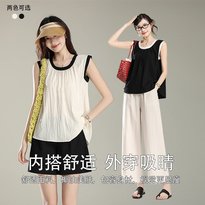 花苞背心女外穿宽松夏季冰丝凉爽休闲韩版无袖显瘦百搭上衣8924