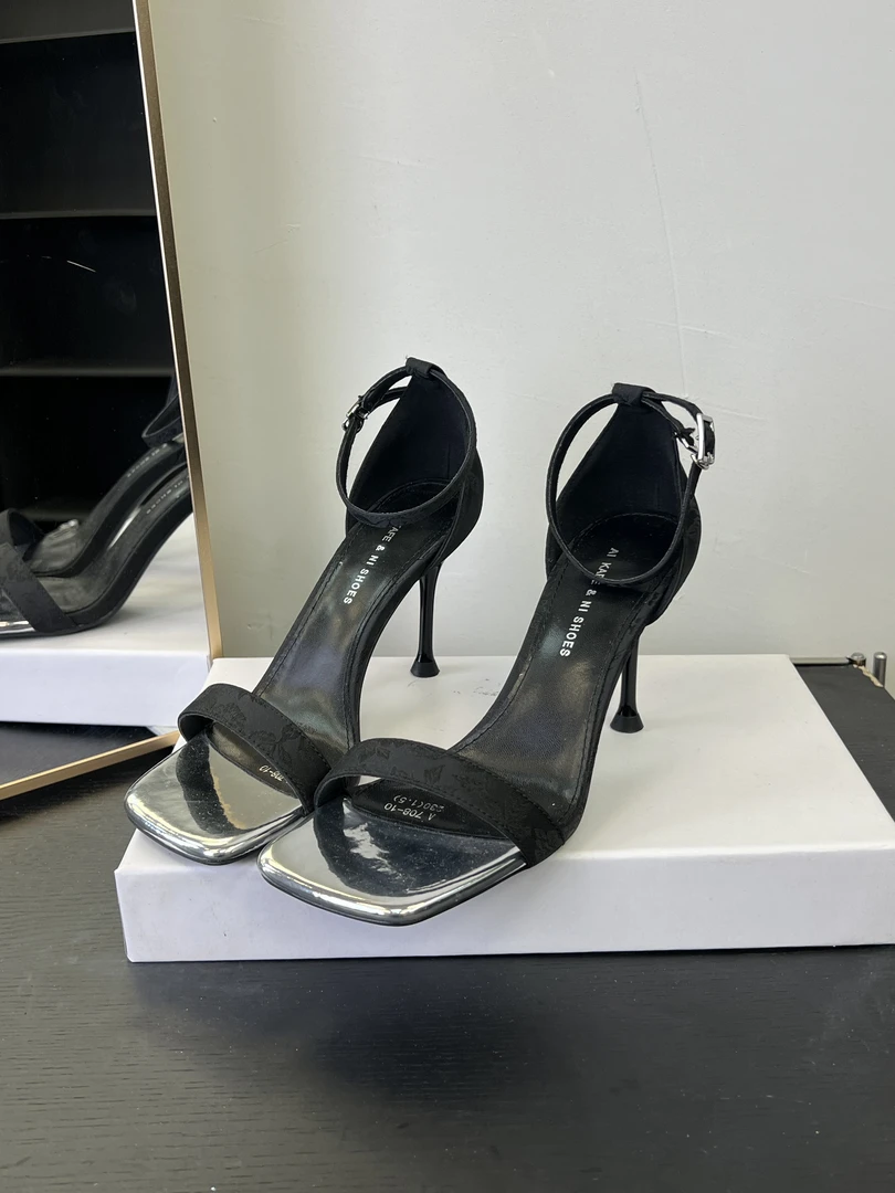 （6厘米）708-10黑色细跟高跟鞋时尚舒适