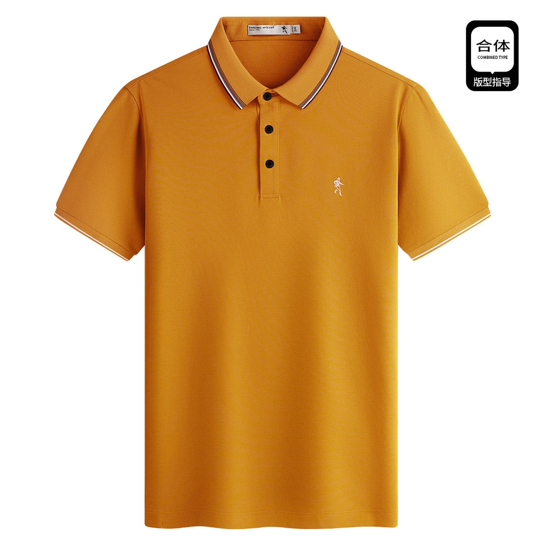 【商场同款】与狼共舞25夏季提花翻领POLO衫亲肤舒爽男士休闲短袖