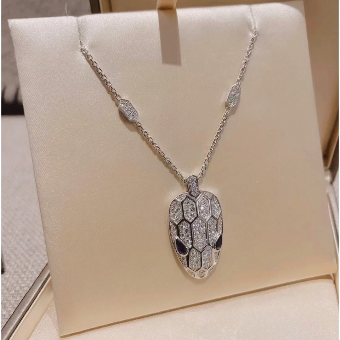 坠链均925银 高版本满钻蛇头项链手工时尚镶嵌精致气质经典轻奢