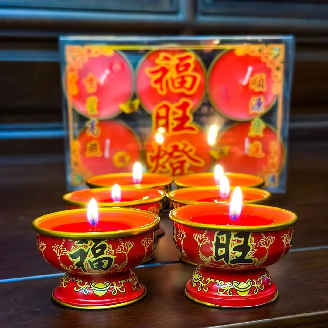 8小时无烟红色酥油蜡烛红烛喜烛照明家用蜡烛福旺灯喜庆灯新年