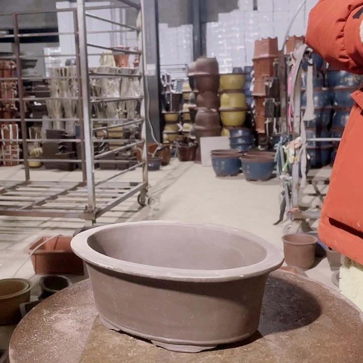 紫砂宜兴紫砂素面椭圆30+30