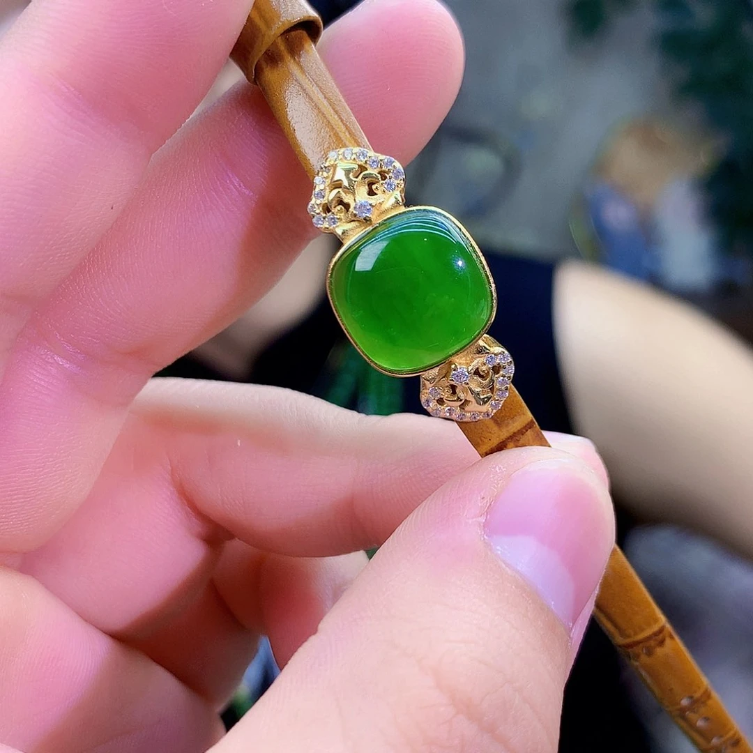 吊坠(不含链)银S925镶嵌和田玉（碧玉）手链