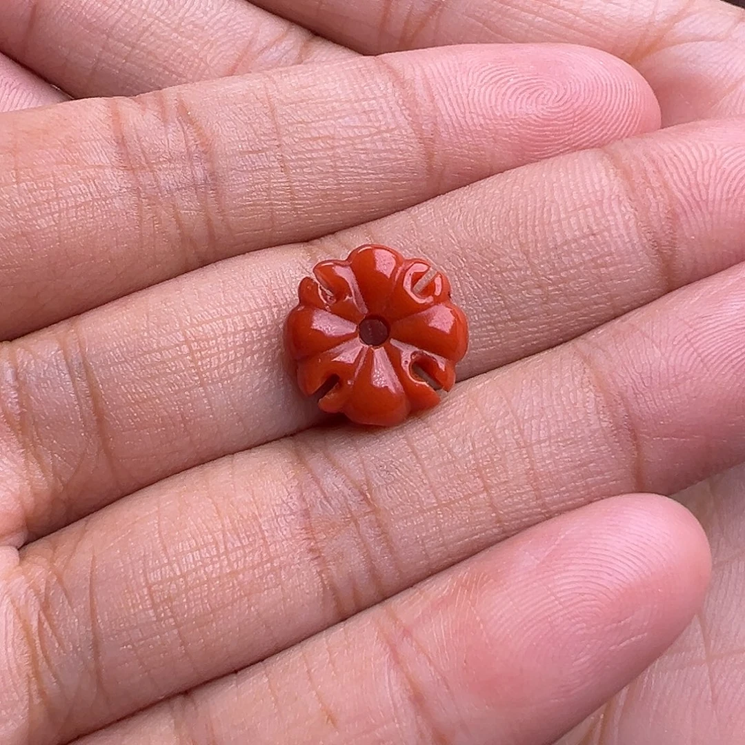 南红玛瑙未镶嵌珠宝奇石柿子红克洛心13.1mm