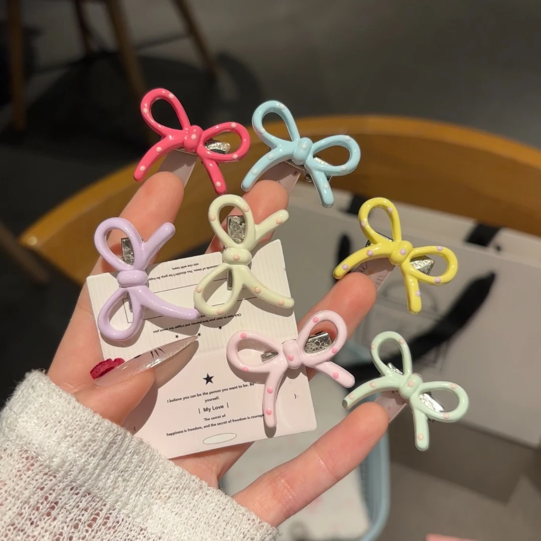 波点彩色蝴蝶结鸭嘴韩系简约ins春夏百搭海边夹小众头饰发卡甜妹