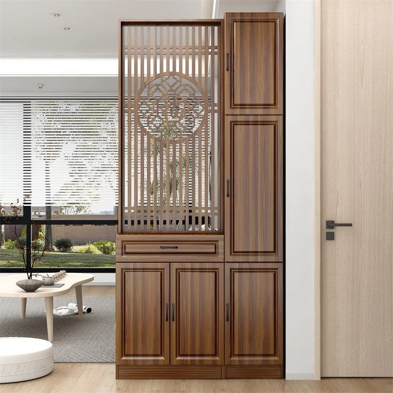 中式入户玄关柜鞋柜一体正对大门屏风柜实木隔断家用置物客厅遮挡