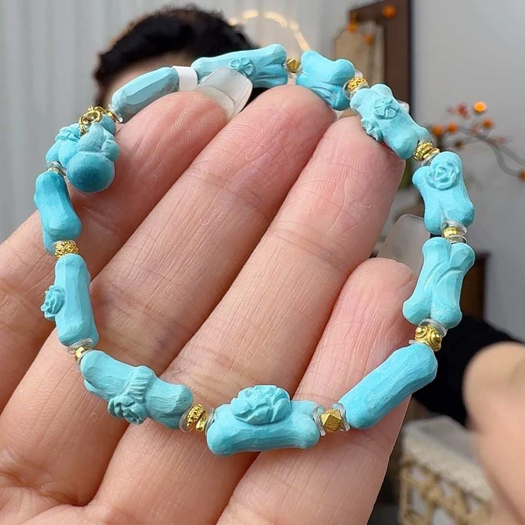 绿松石18K金镶嵌珠宝奇石