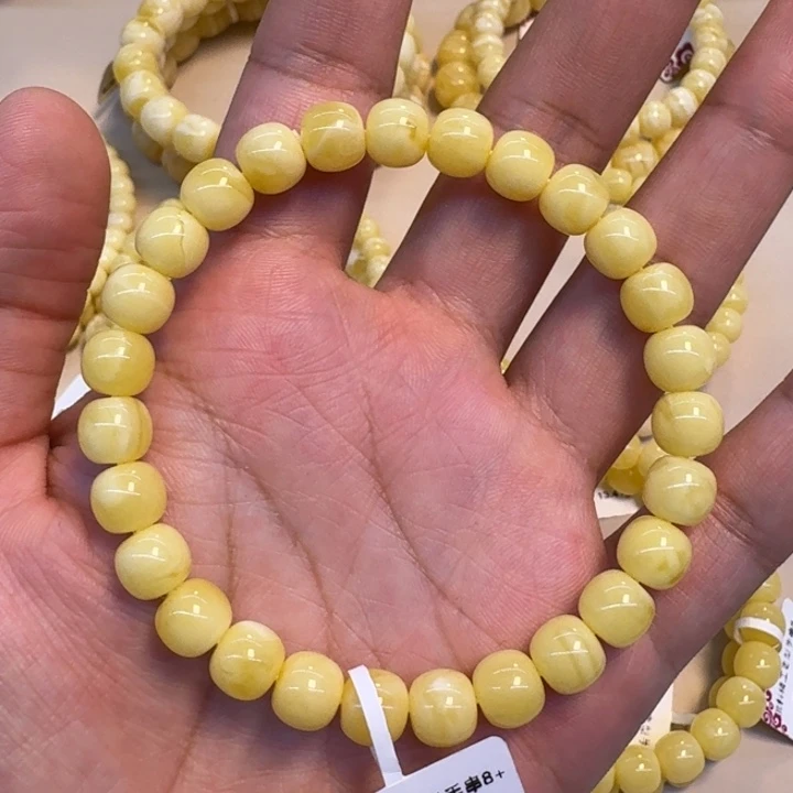 琥珀未镶嵌手串蜜蜡精工老型8mm