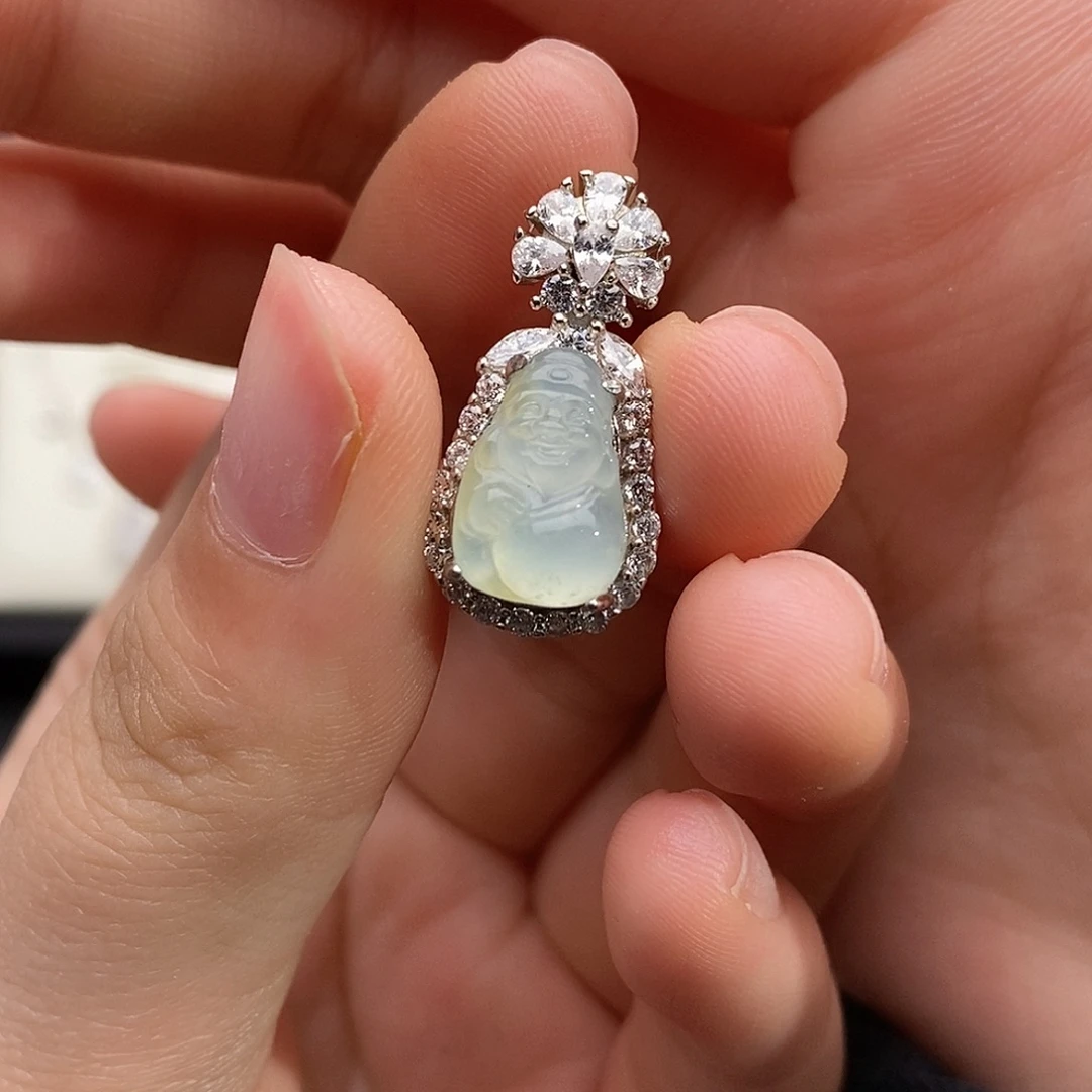 翡翠银S925镶嵌吊坠(不含链)