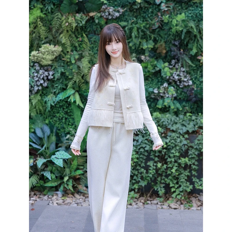 Lulusmiracle【琼楼玉雪】李小璐同款新中式国风冬季羽毛流苏马甲女