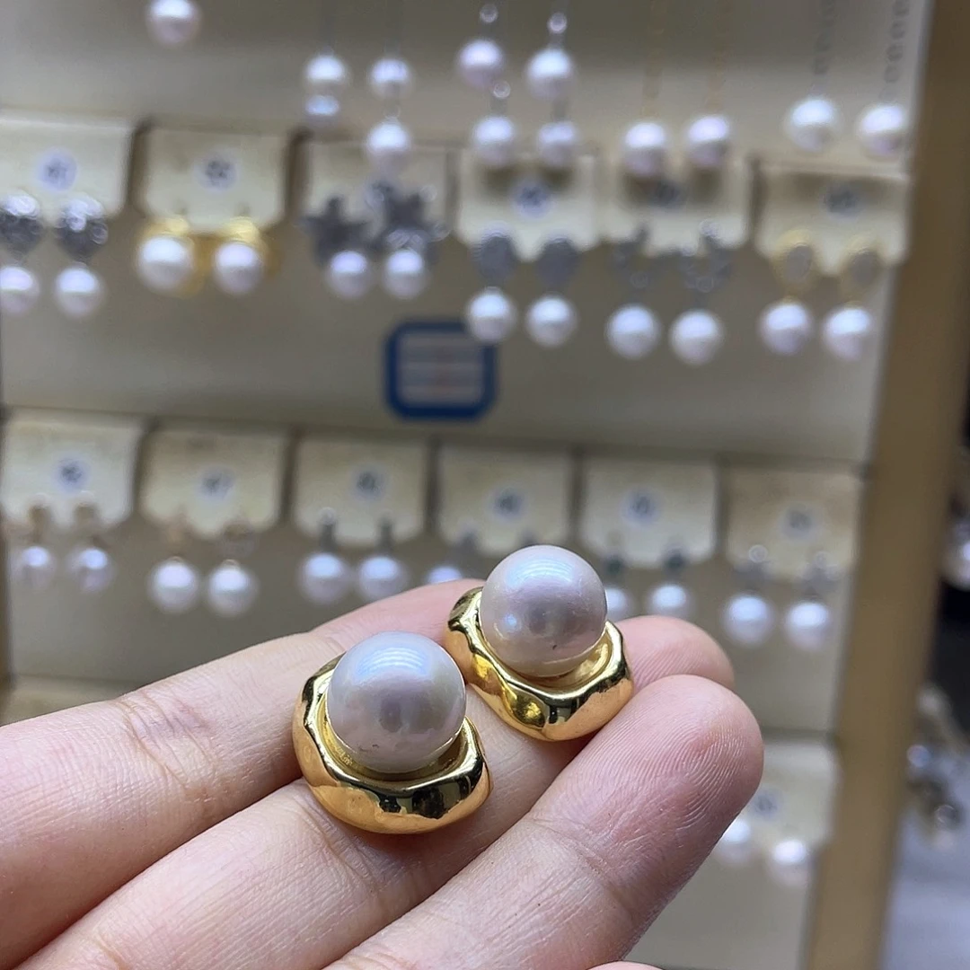 银S925镶嵌淡水珍珠耳饰
