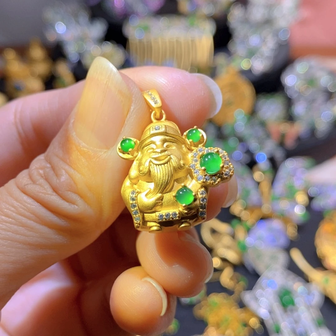 吊坠(不含链)银S925镶嵌翡翠