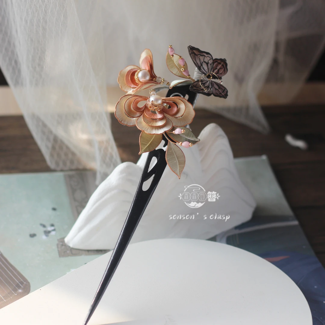 森森的簪 玉玲珑丨原创非遗缠花发簪高端新中式古风蝴蝶盘发头饰