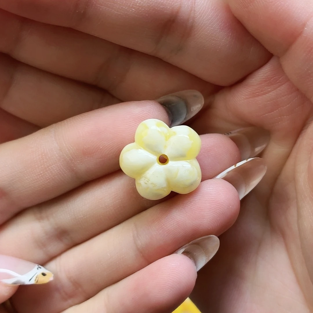 未镶嵌蜜蜡裸石白蜡花花