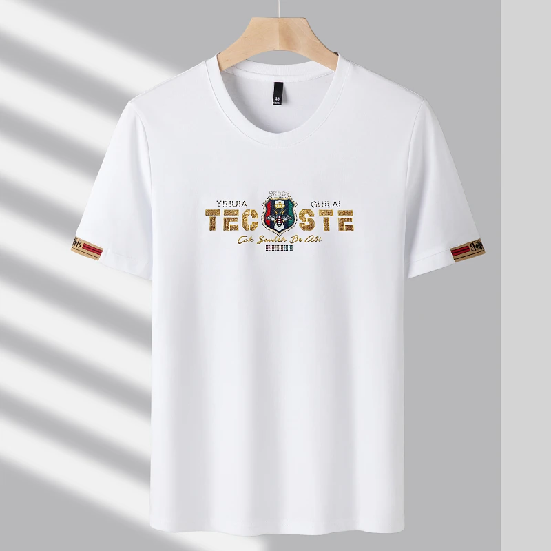 【香港卡奴欧】2025夏季蜜蜂刺绣款时尚T恤丝光棉短袖男士圆领829