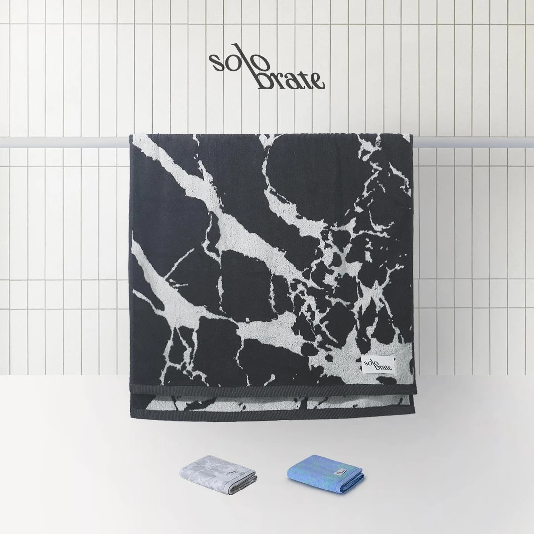 solobrate大理石浴巾套装 纯棉吸水儿童毛巾成人家用男士情侣礼物