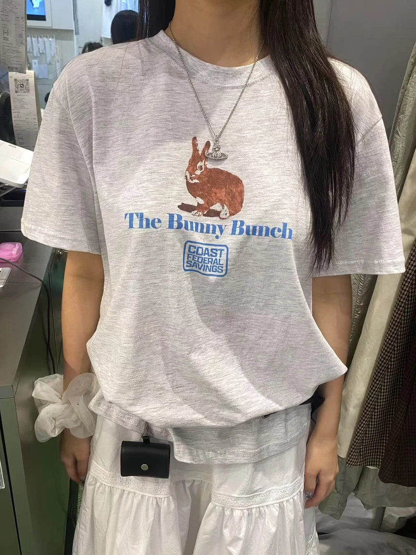 韩国东大门正品女装时尚兔子印花T恤070216（NO退NO换）