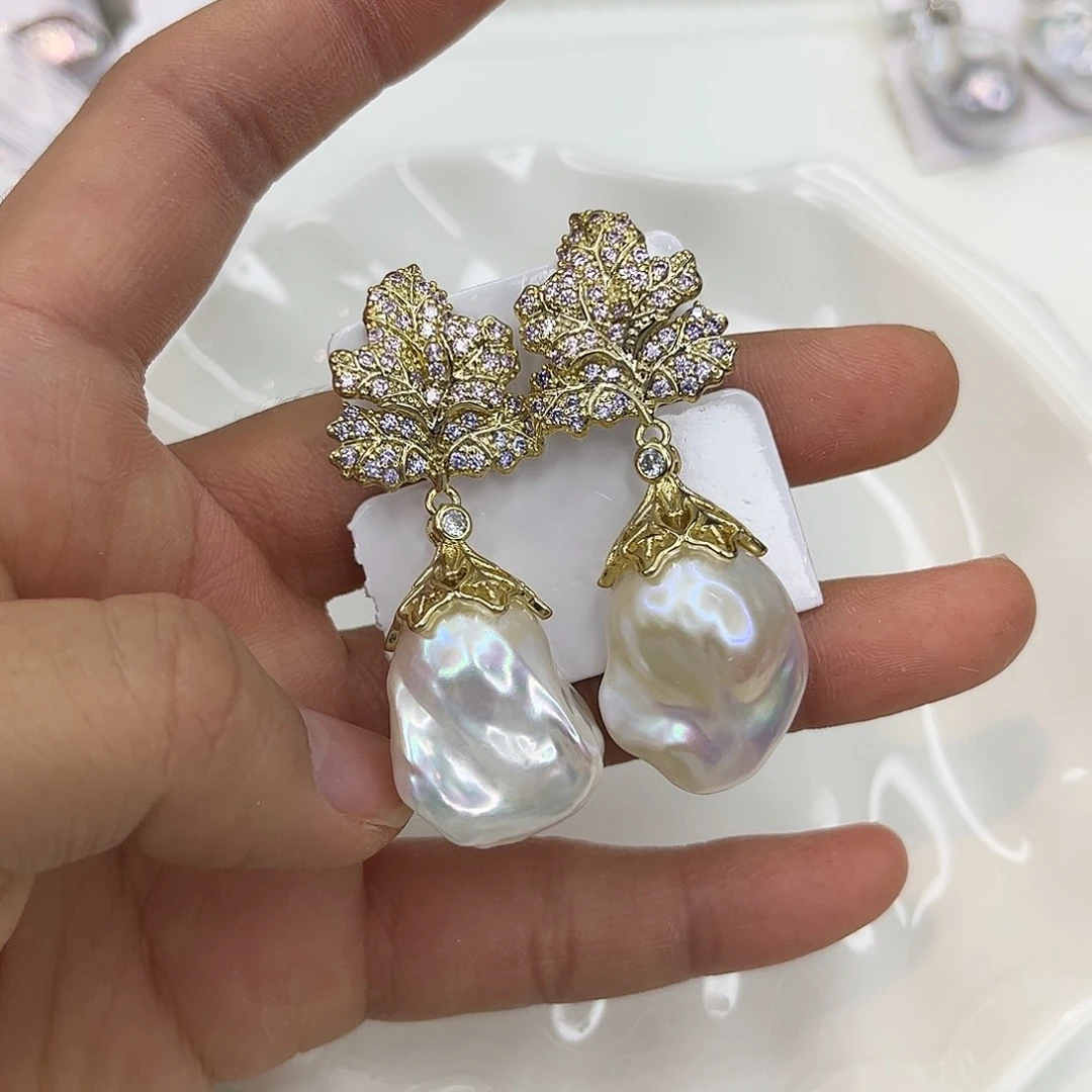 淡水珍珠耳饰合金