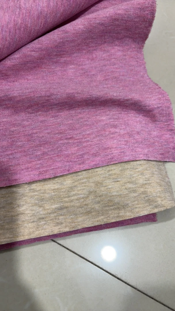 紫粉加厚蚕丝AB澳绒面料蚕丝羊毛绒布发热保暖家居服打底衫面料