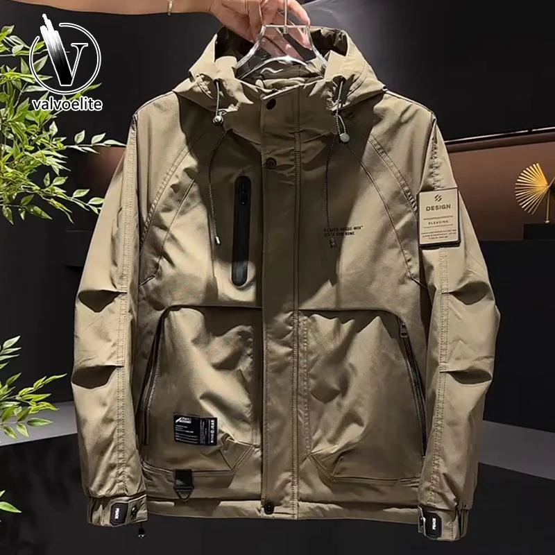 VALVOELITE工装连帽二棉外套男2025冬新款加棉加厚防风棉服冲锋衣
