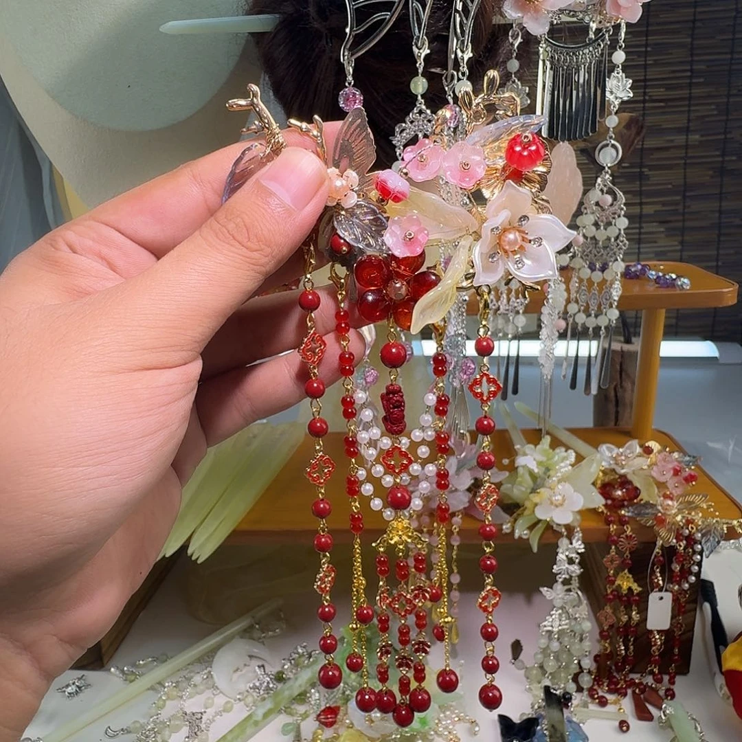 蛇纹石玉合金发饰