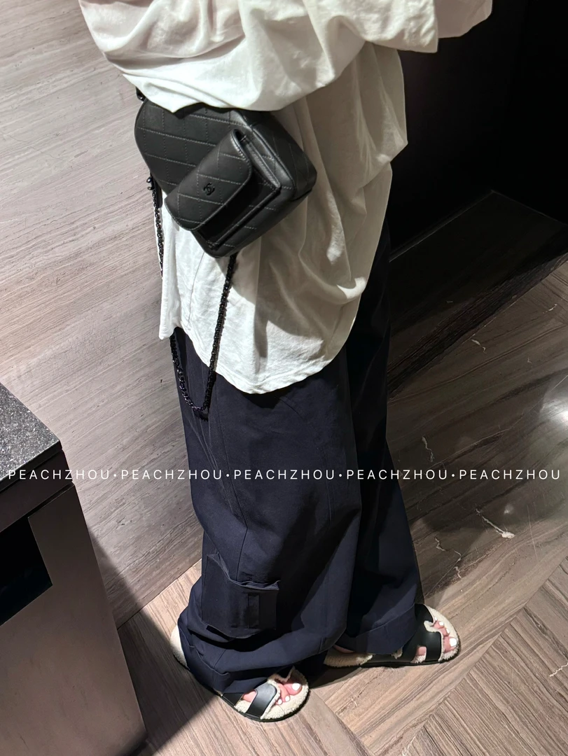 『PEACHZHOU』大口袋宽松直筒休闲裤休闲百搭松弛阔腿长裤女
