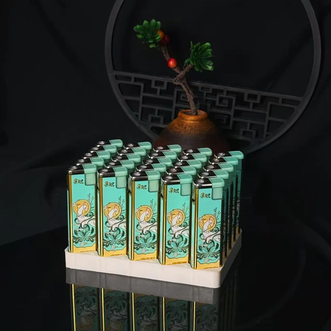 2025夜光香味蓝焰直冲高档防风金属充气防爆耐用创意打火机可充气