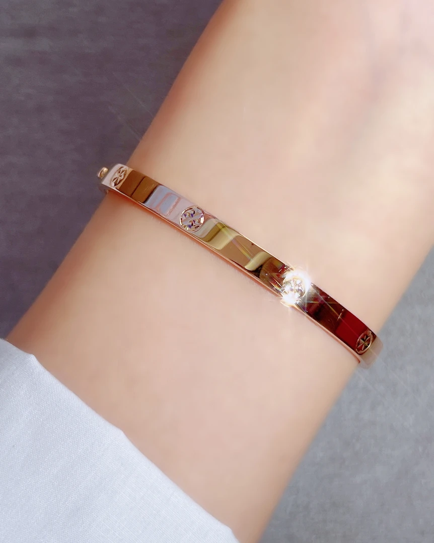 18k金5mm米字车花手镯58#