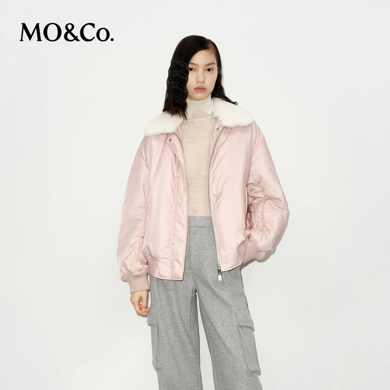 【贤哥专享】MOCO外套冬可拆卸毛领双开拉链短款飞行夹克MBD4COTT14
