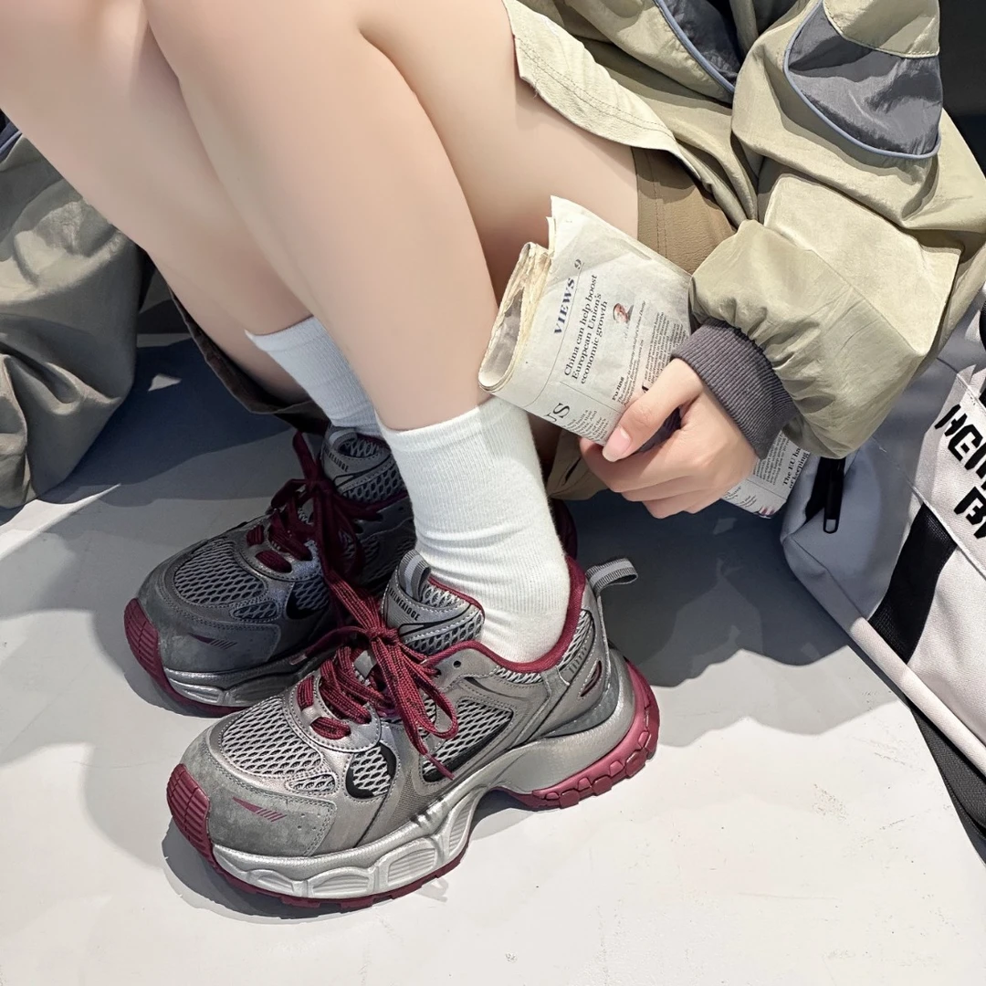 露思同款小怪兽新老爹鞋2025秋季新款松糕底时尚系带款洋气休闲鞋