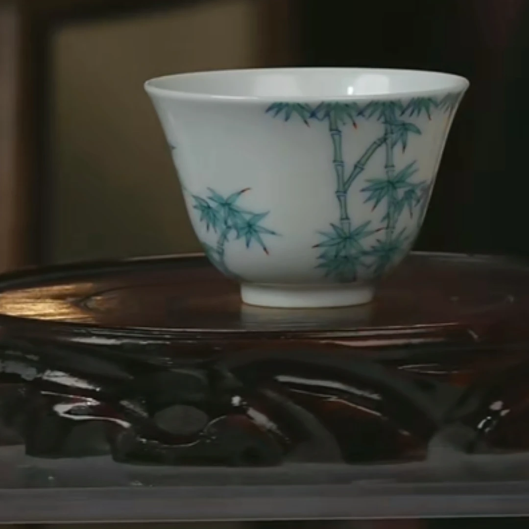 M005斗彩 竹纹 杯