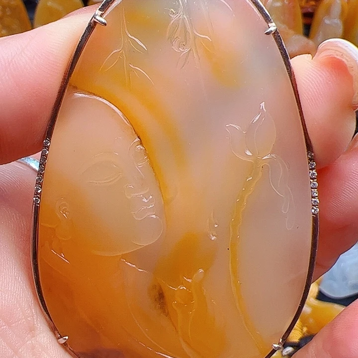 石英质玉（黄龙玉）合金戒指