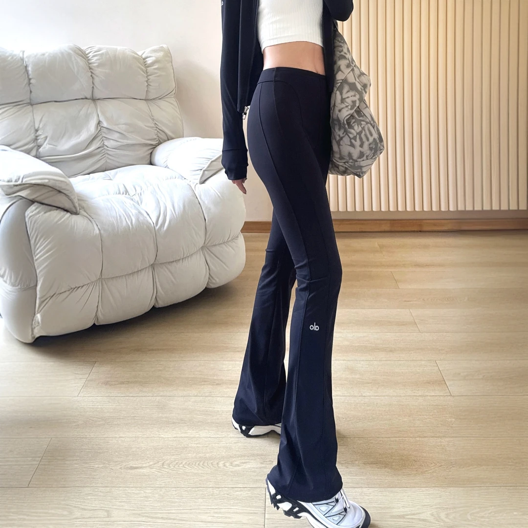Alo线条微喇叭裤女士修身显瘦高腰提臀瑜伽休闲运动健身长裤现货