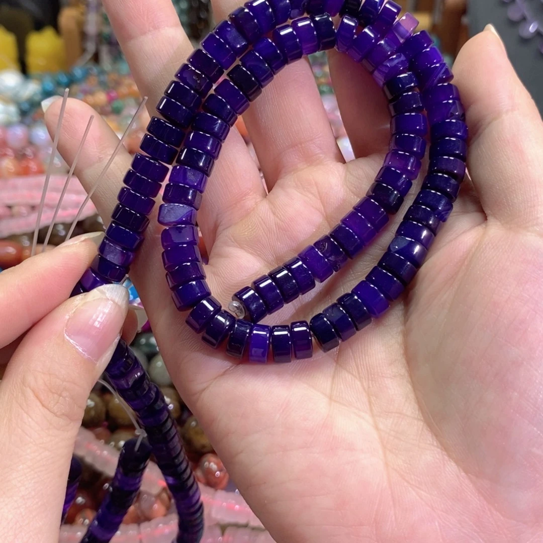 玛瑙/玉髓未镶嵌珠宝半成品紫玛瑙直切一条卡6mm