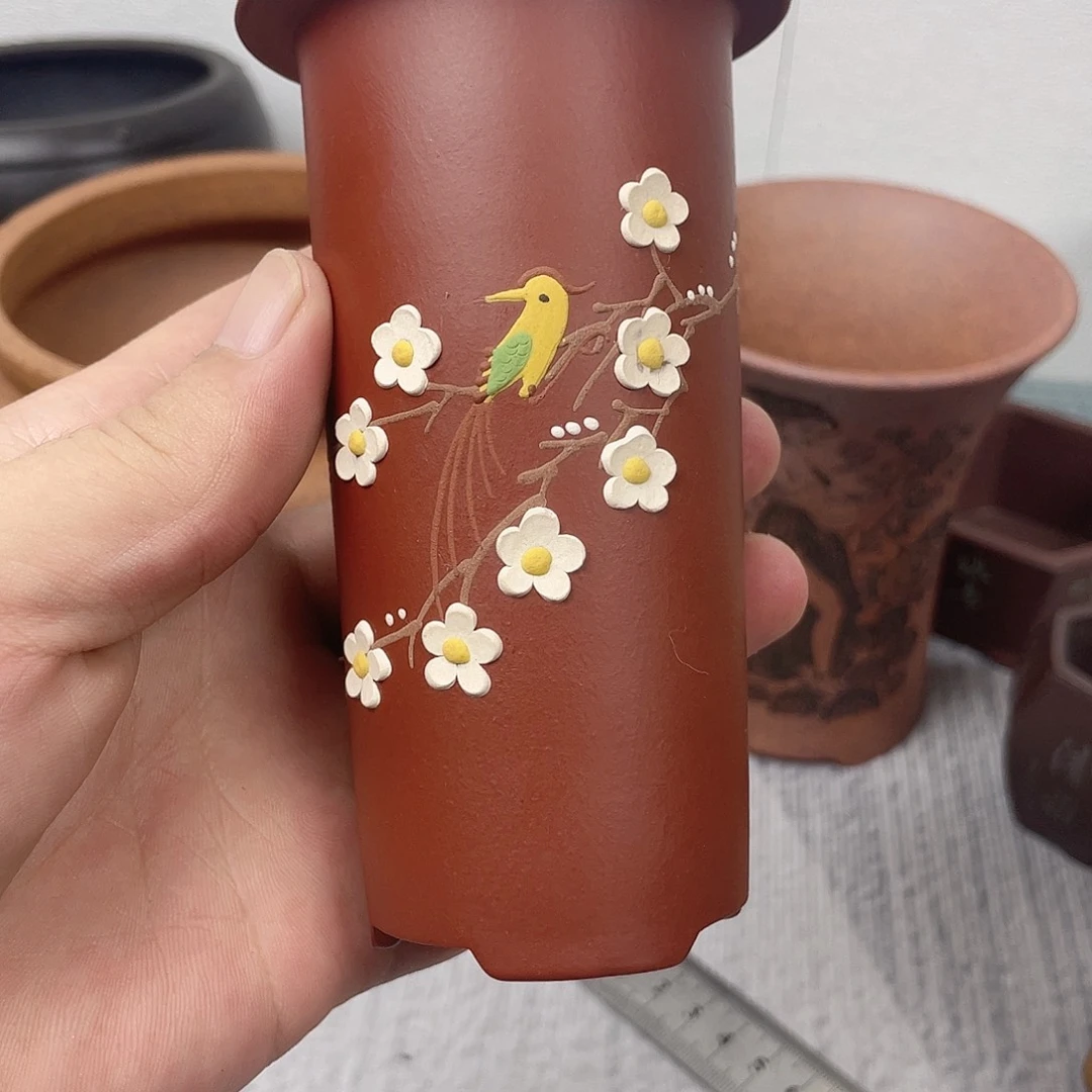 紫砂花盆宜兴精品紫砂笔筒5-11