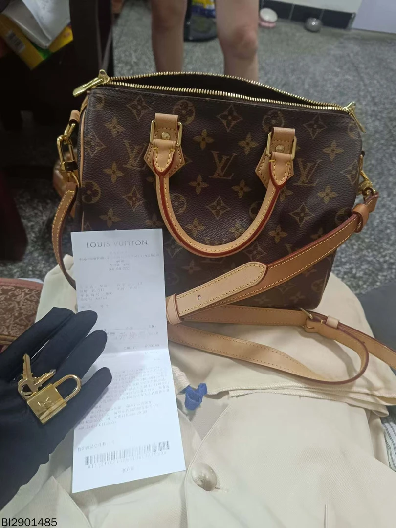 95新 LouisVuitton/路易威登 speedy25肩带款枕头包/BI2901485