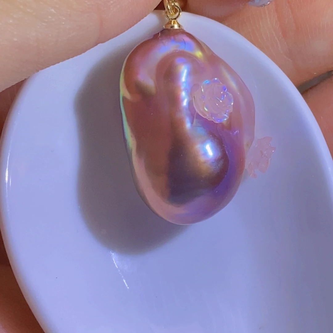 银S925镶嵌淡水珍珠天然淡水珍珠无染色无优化