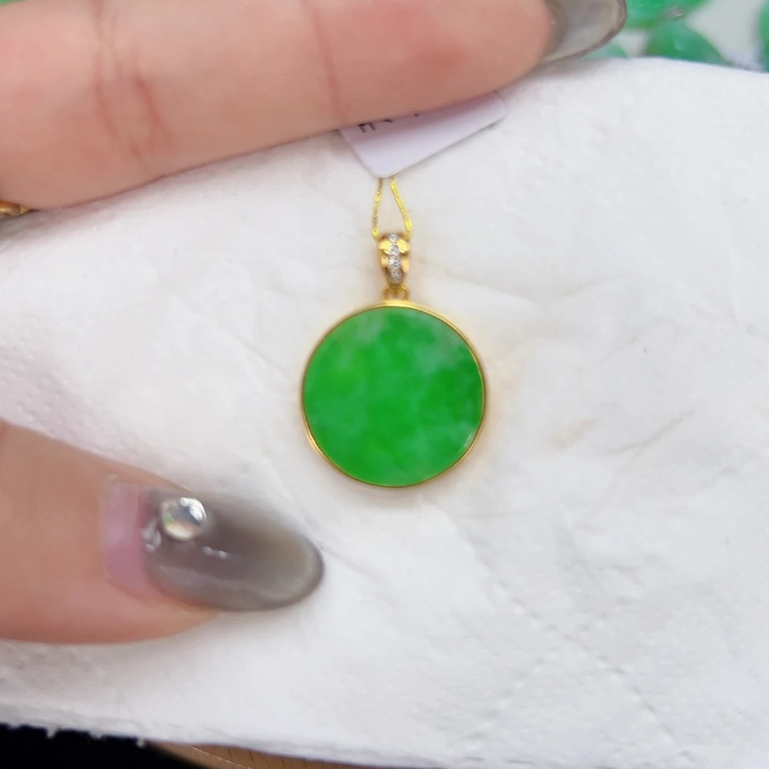 翡翠颈饰银S925镶嵌天然Ａ货翡翠