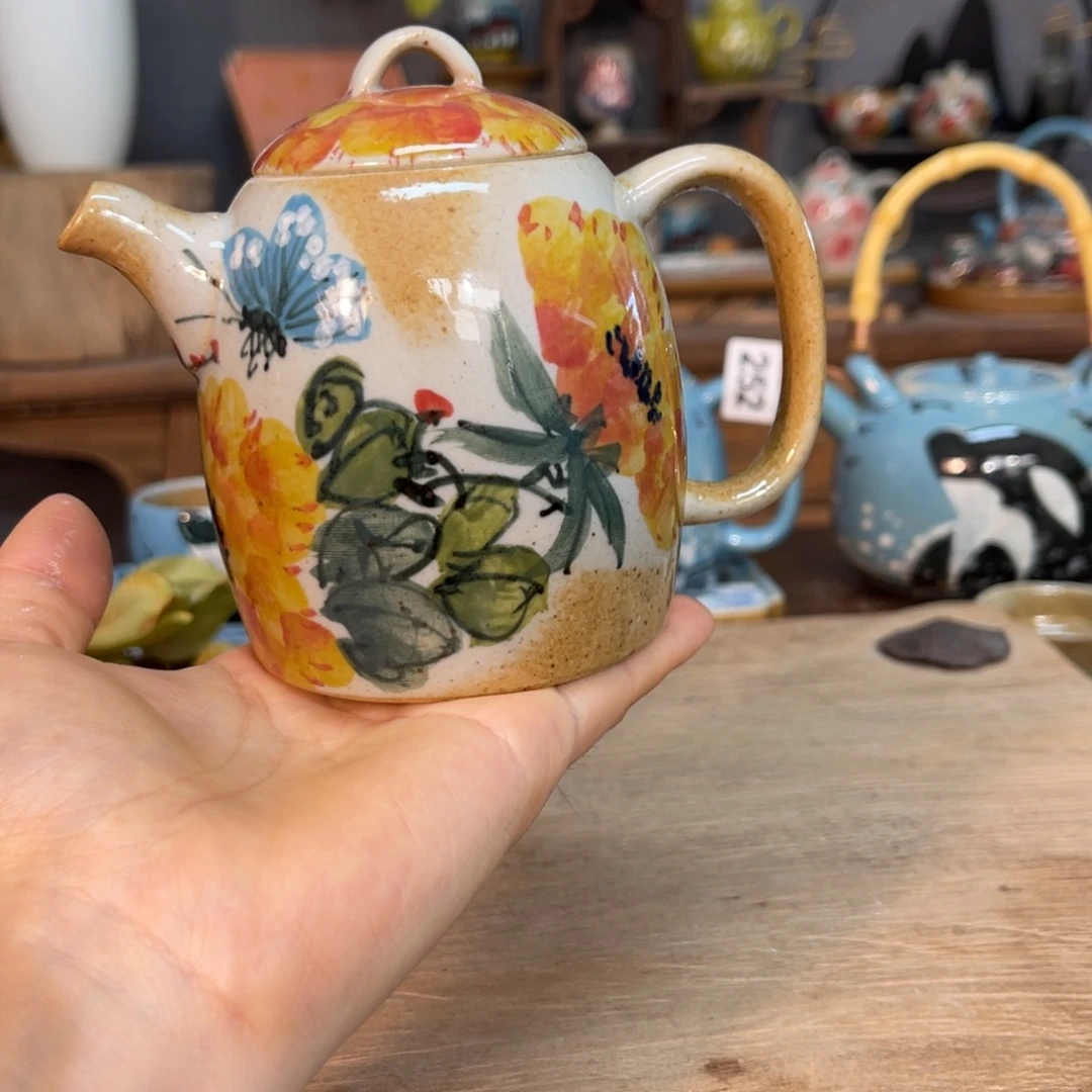 壶素浅陶瓷手工手绘