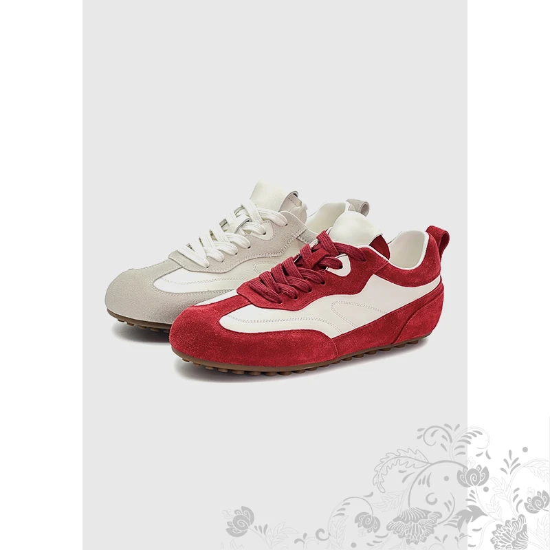 【二姐专享】“领跑者升级版”羊皮+绒皮面 复古拼色休闲德训鞋57007