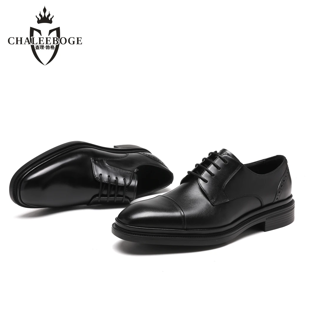 查理勃格2025时尚牛皮商务三接头加州工艺皮鞋夏季透气CY12588