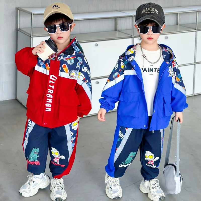 【反光亮灯】奥特曼衣服男童套装2025新款宝宝衣服儿童春秋款两件套