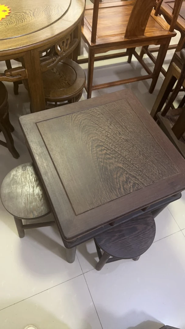 粉丝价鸡翅木小方桌50*50*65一桌四椅榫卯结构坚实耐用