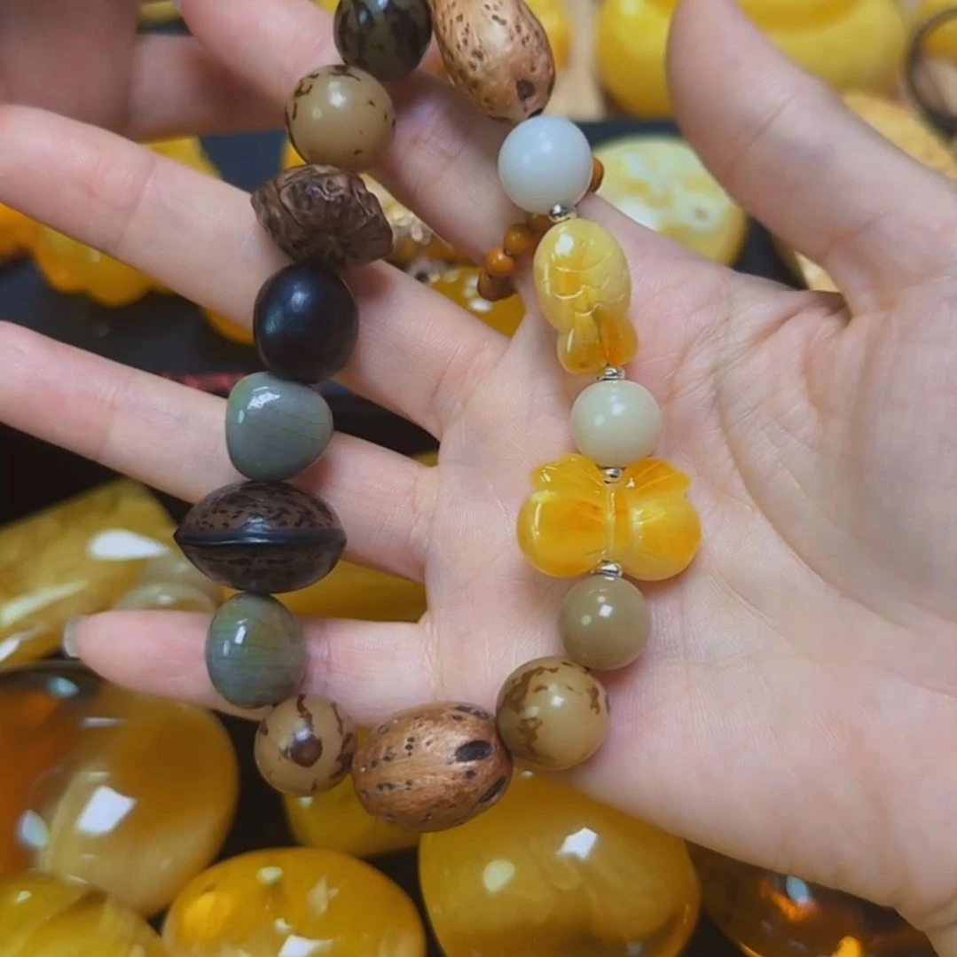 蜜蜡套链未镶嵌天然蜜蜡菩提多宝手机挂