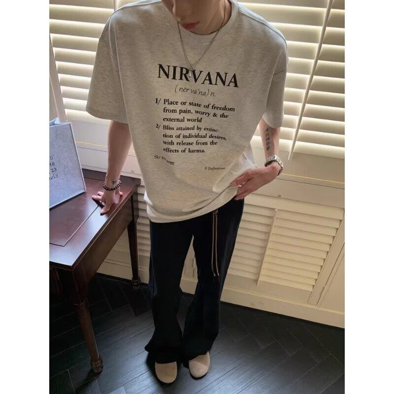 ENDRITES320g夏季重磅小众简约涅槃字母标语短袖潮牌宽松男女