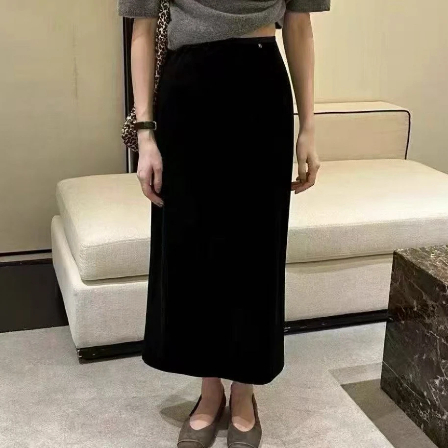 637金丝绒加绒包臀长裙（裙长84左右）