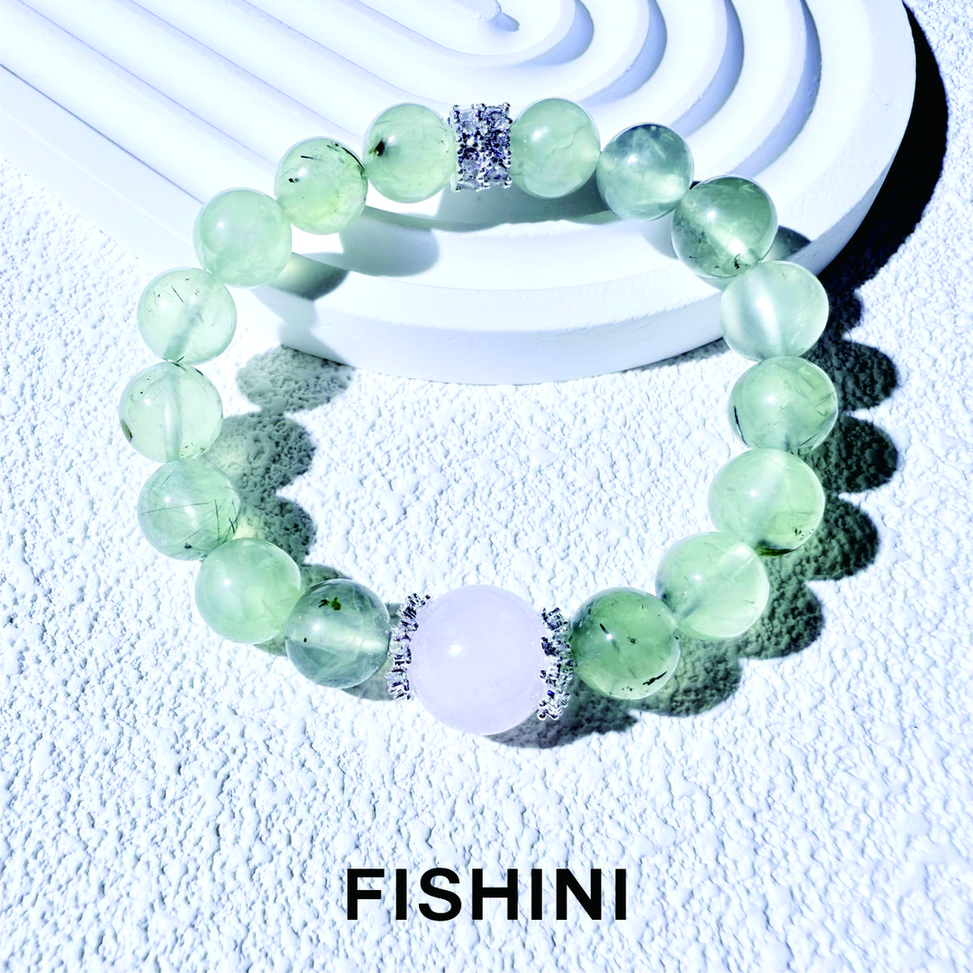 葡萄石粉晶手链优雅高级