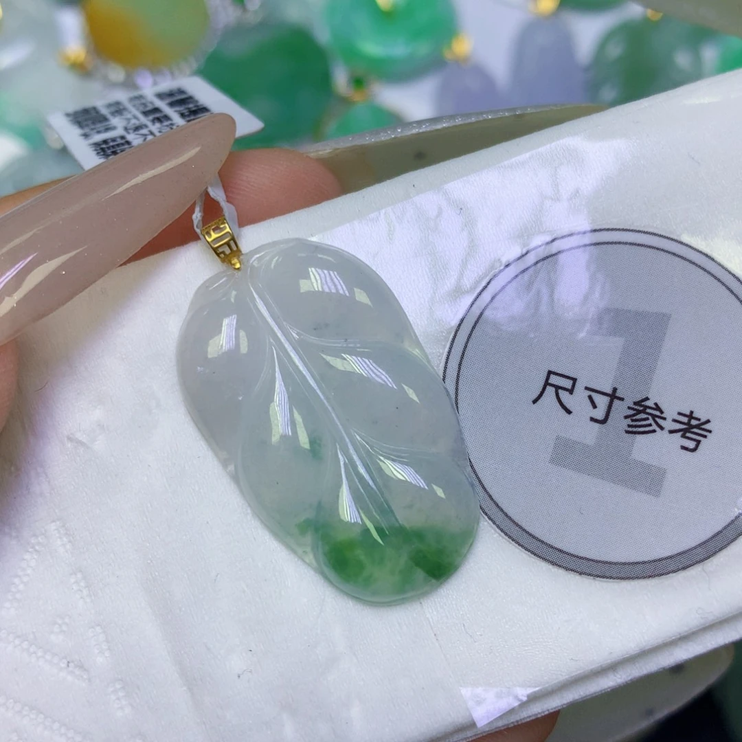 翡翠18K金镶嵌颈饰天然缅甸翡翠a货百元以上9元证书费自理